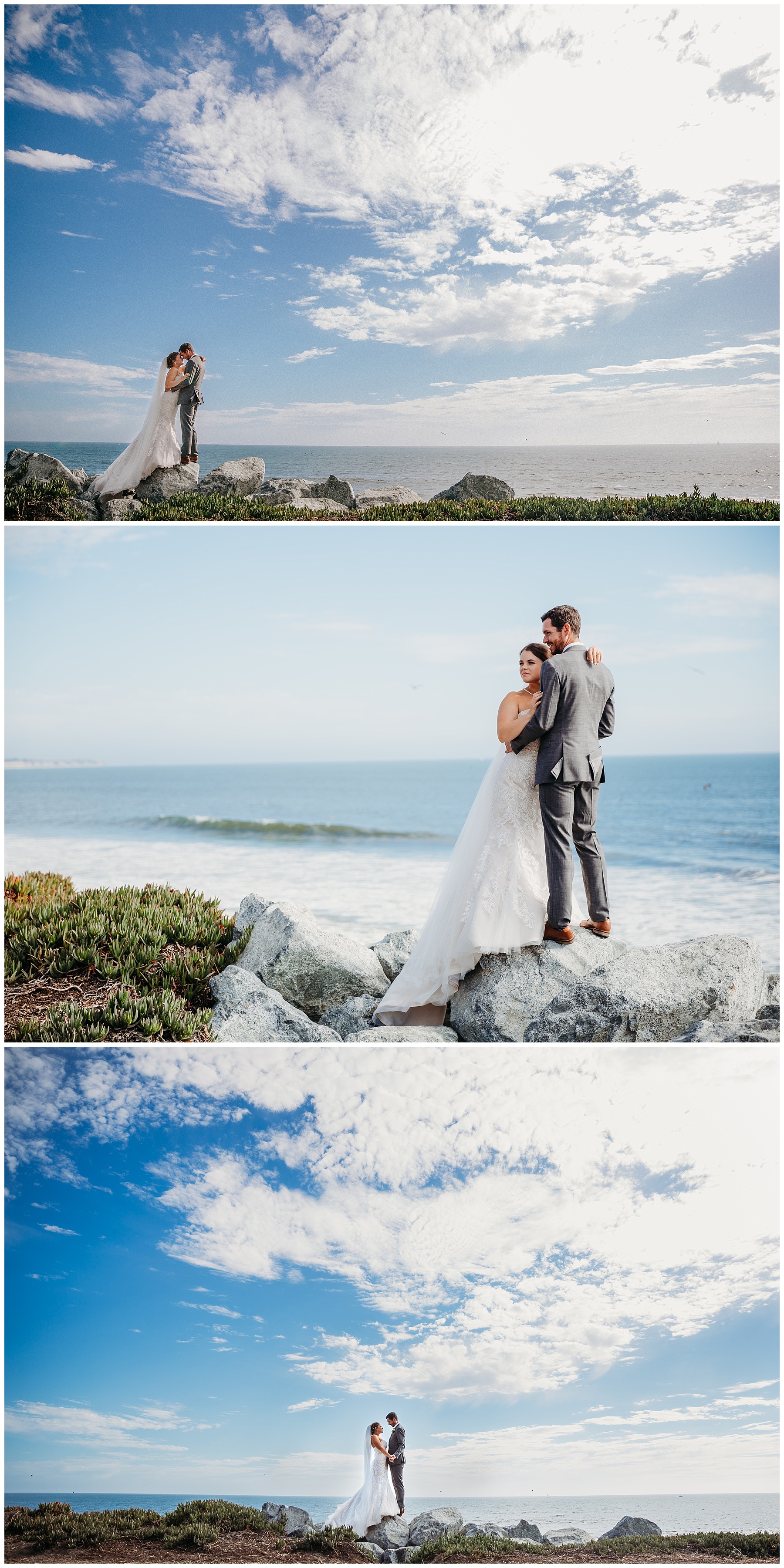 wedding formal bride and groom half moon bay ocean view