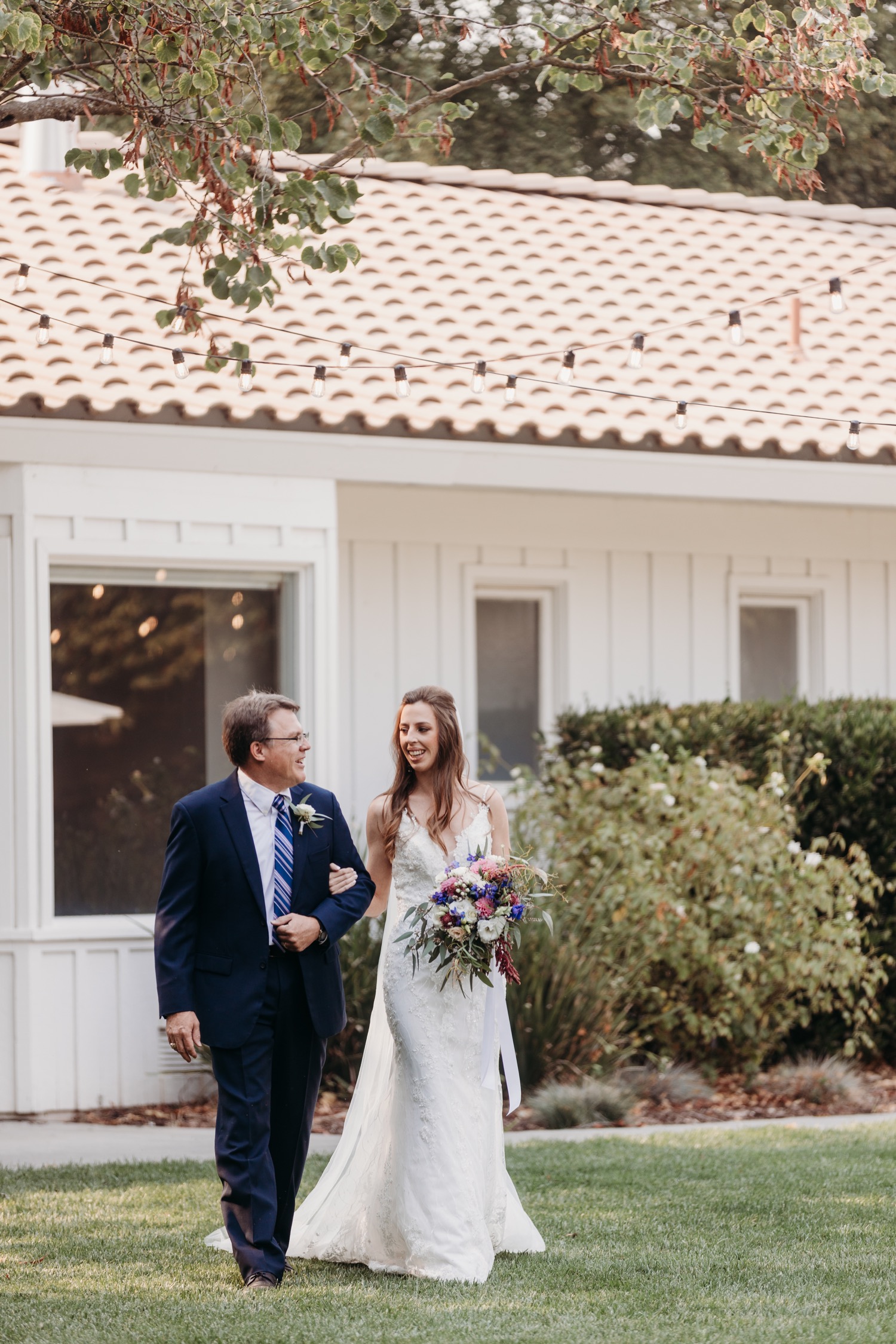 Father walks the bride down the aisle at The Maples in Woodland, CA