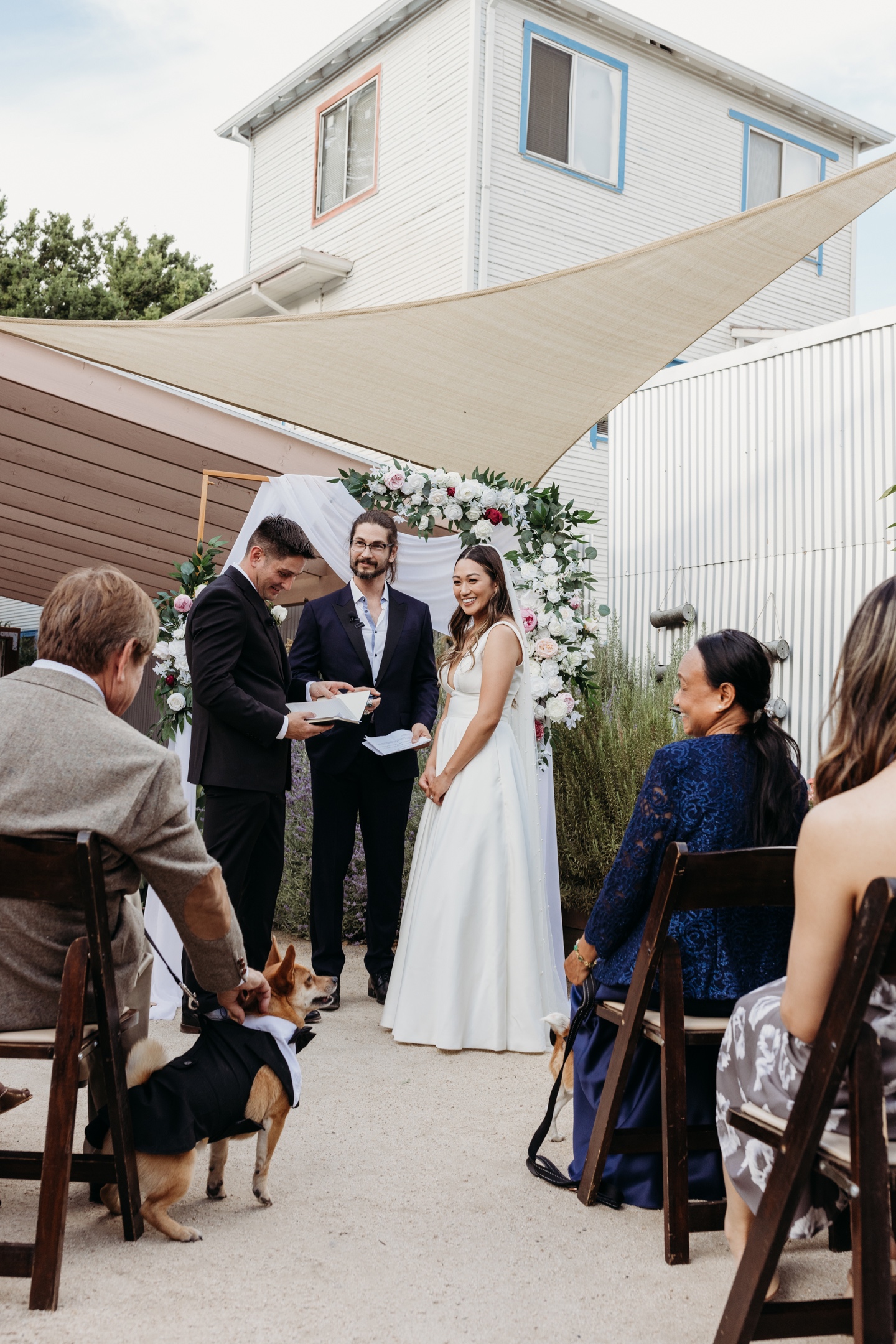 Bride and groom exchange vows during their Prickle Pear wedding ceremony.